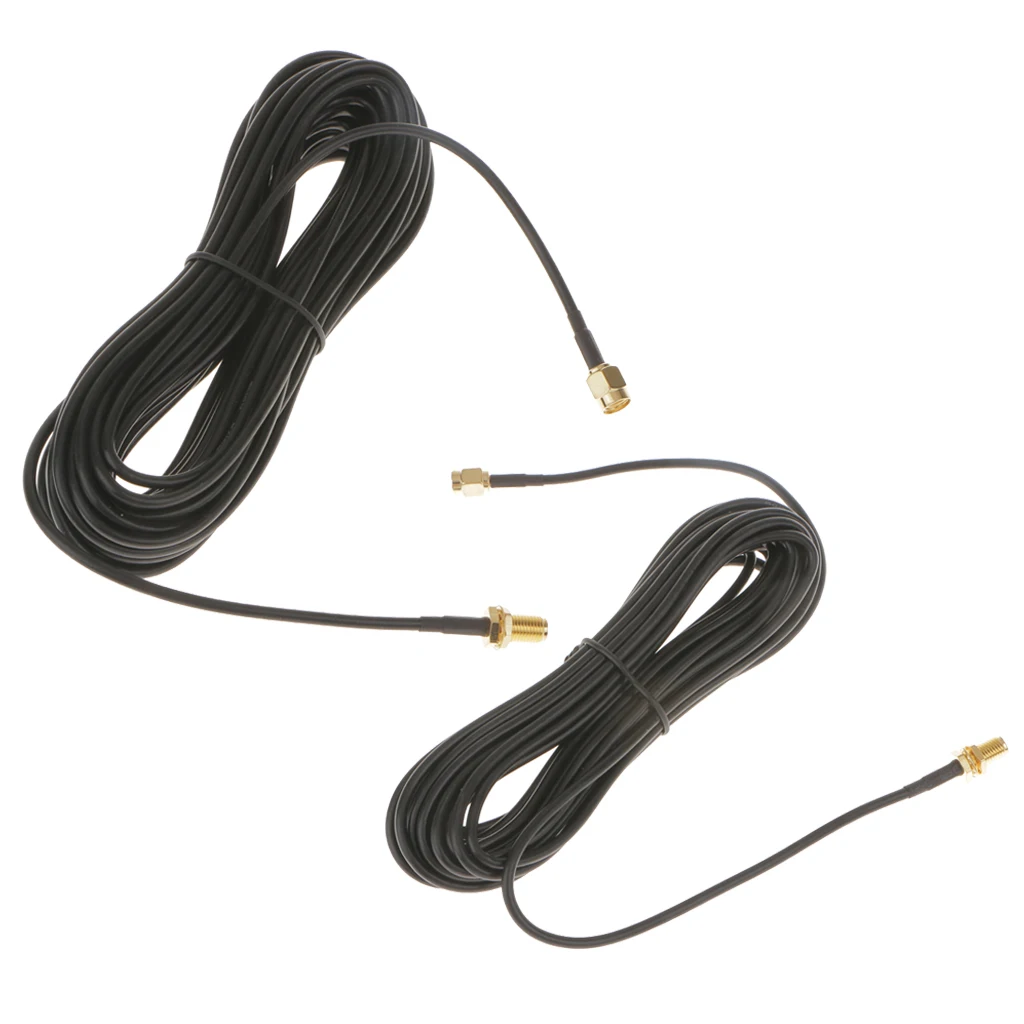 2Pcs Wifi Antenna Extension Cable RP-SMA Male to RP-SMA Female Router Extender Cord 9m/30ft & 6m/20ft