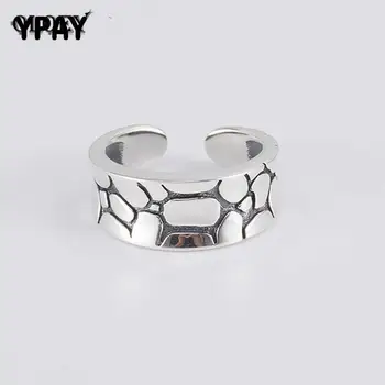 

YPAY Genuine 925 Sterling Silver Ring for Women Vintage Thai Silver Adjustable Finger Rings Jewelry Mother's Day Gift YMR425