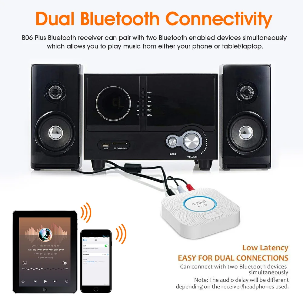 Receptor de Áudio Bluetooth Aptx ll Dual Link Rca 3.5 mm Aux Música 3d 30m de Longo Alcance Adaptador sem Fio para Speake B06 Plus 1mii - Image 4