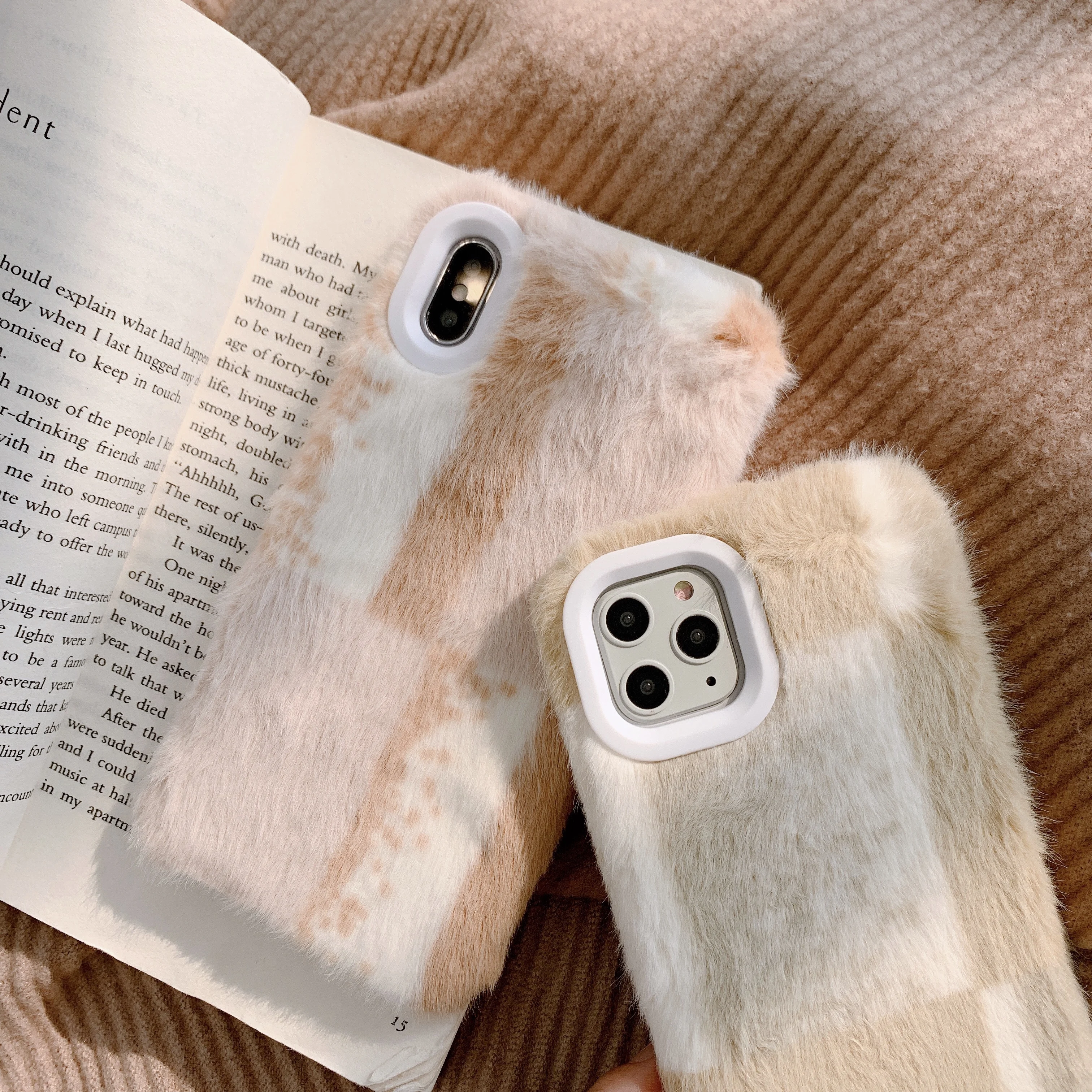 ORYKSZ роскошный кролик теплый мех плюшевый чехол для телефона для iPhone 11 Pro Max X XS Max XR 6 6S 7 8 Plus милый пушистый мягкий ворс задняя крышка