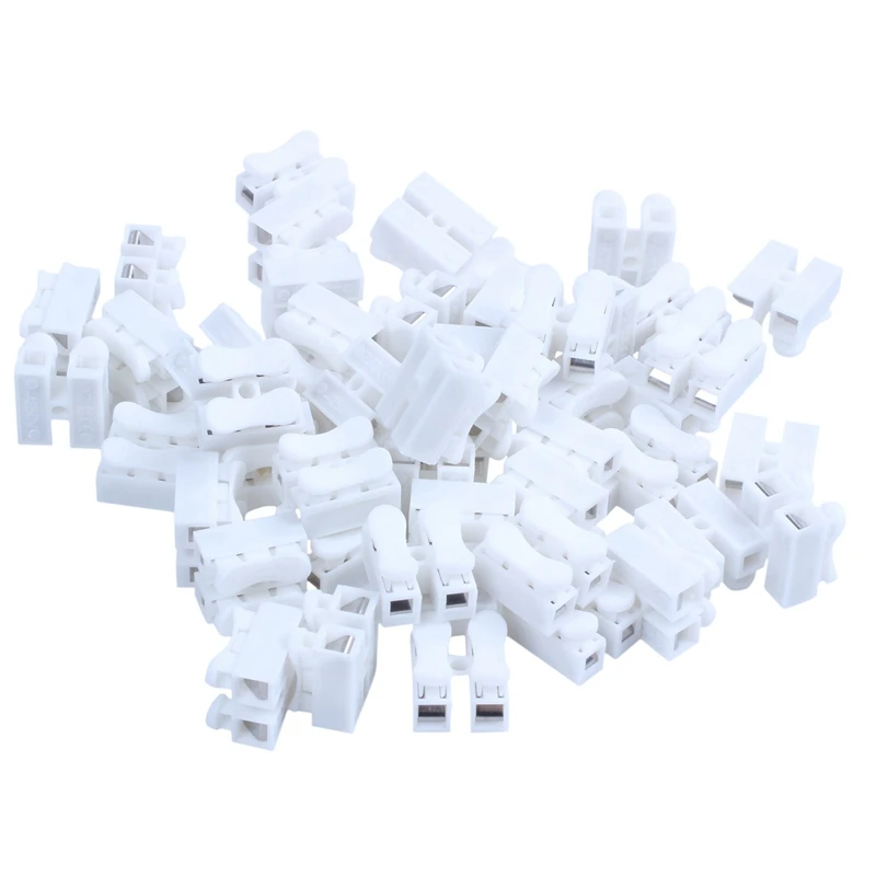 Горячая XD 50PCS CH2 пружина Быстрый провод соединитель кабельный зажим клеммный блок