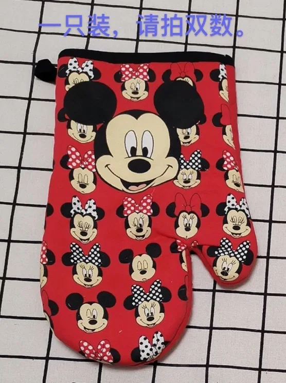 Disney Pot Holders Mickey Minnie Oven Mitts Cartoon Print Kitchen Gloves  Baking Accessories Heat Resistant Microwave Insulation