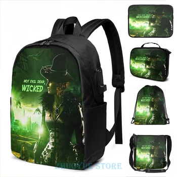 

Funny Graphic print Once Upon a Time - Wicked - Zelena USB Charge Backpack men School bags Women bag Travel laptop bag