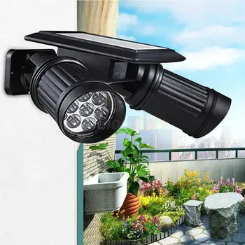 

14LED Dual Head Solar Powered Yard Lights PIR Motion Sensor Spotlight Lamp