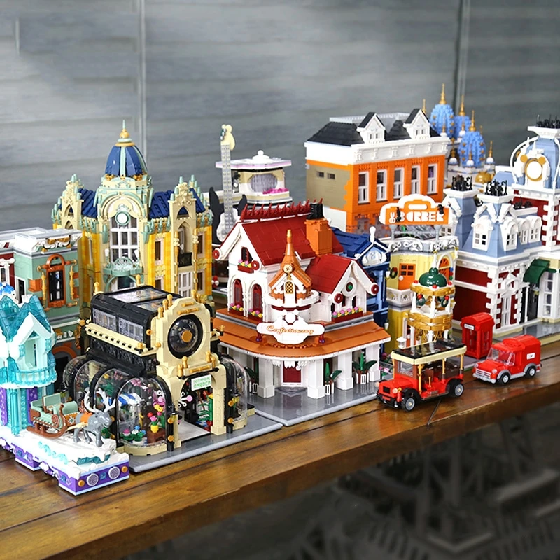 MOC Creator Expert Shoes Shop Bricks City Street View Series Model Coffee House Brick Bank Kit Building Blocks Kids Toys