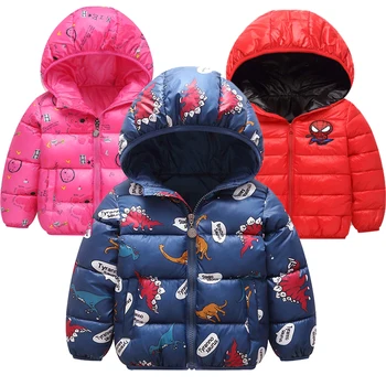 

2019 Children Spiderman Jacket 2- 8 Y Boys Dinosau Outerwear Girls Cartoon Spring Coat Baby Kids Hooded Coat Clothing Child Vest
