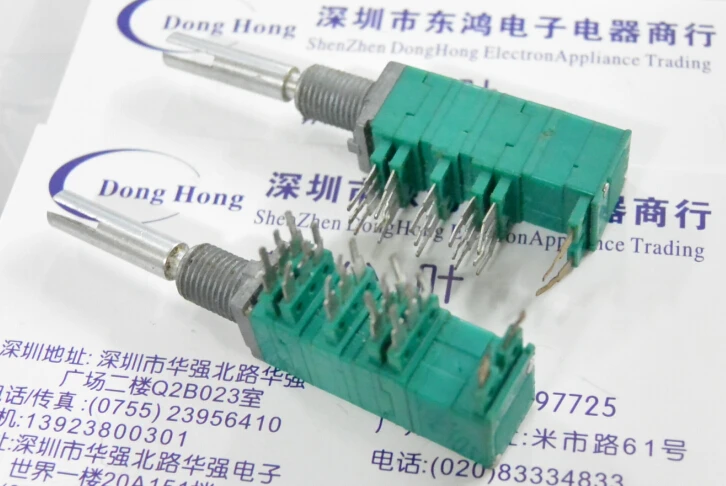 

2PCS/LOT ALPS Alps RK097 type precision potentiometer, 5 20K*5 belt, press the opening shaft length 30mm