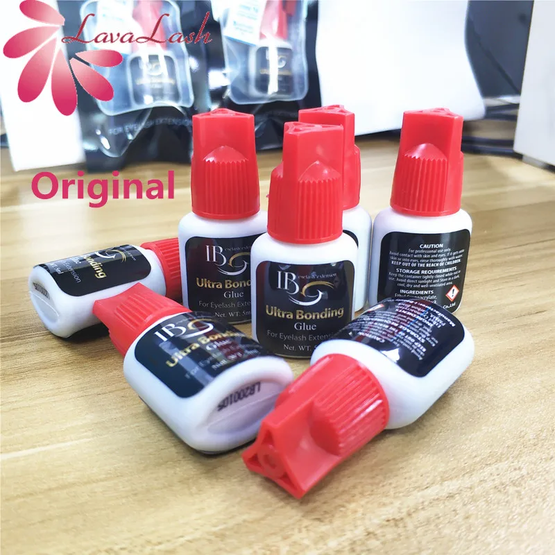 Lote de Secagem Extensões de Cílios Frete Grátis Original Coreia Ibeauty Ultra Colagem 5 Garrafas – Rápida Cola Tampa Vermelha 5ml ib