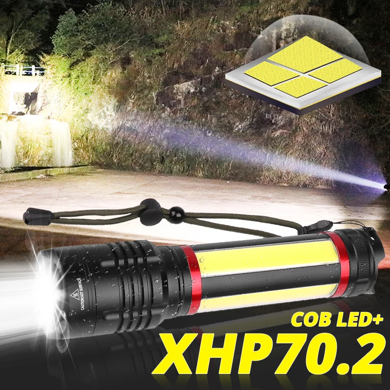 Ультраяркий светодиодный фонарик XHP70.2 + COB 7200 мАч | Лампы и освещение