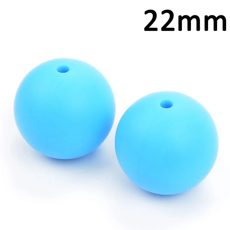 Deep sky blue LOFCA 10 шт. 22 мм круглые силиконовые бусины для прорезывания зубов для силиконовых Прорезывания Зубов Ожерелье Прорезыватель для зубов пищевой силикон прорезыватель BPA бесплатно - Цвет: Deep sky blue