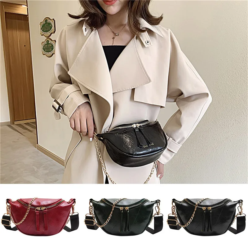 belt bag with chain strap