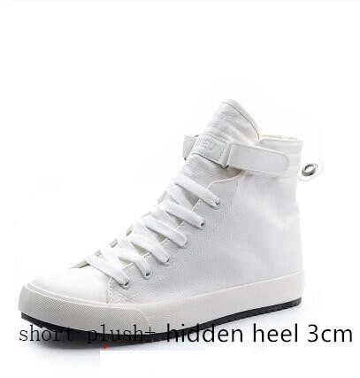 Black White High Top Sneakers Men Ankle Boots Comfort Leather Shoes Men Casual Trainers Elevator Shoes for Men Flats 3cm 8cm 12