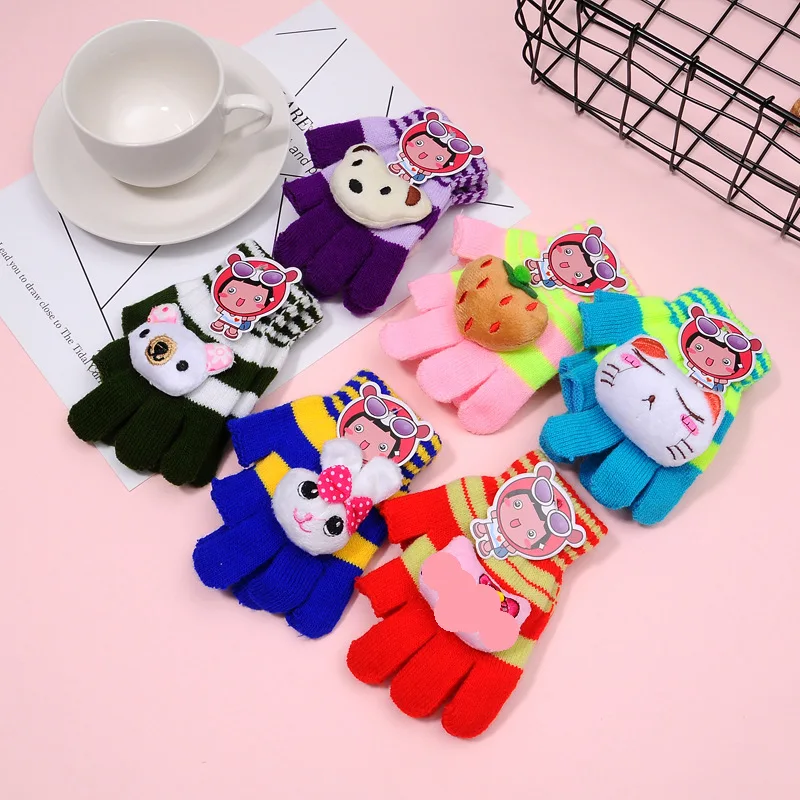 

Men And Women Children Knitted Yarn Warm Dew Two-Finger Gloves Autumn & Winter Primary School Junior High School STUDENT'S Half