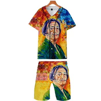 

Salvador Dali Mask Funny Shirt Harajuku 3D Print Money Heist The House Of Paper La Casa De Papel Tops Summer Casual Men's Sets