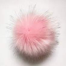 Популярные пушистые розовые Меховые помпоны из полиэстера 10-12 см для вязаных шапок Skullies помпоны из искусственного меха аксессуары для одежды