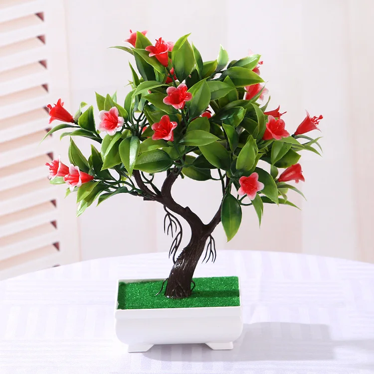 Искусственные цветы в горшках поддельные растения бонсай для дома Decoraiton креативные декоративные украшения вечерние украшения для сада и офиса - Цвет: 2-3 red