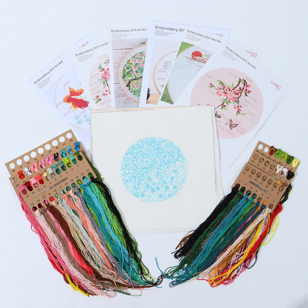 DIY Flowers Plants Pattern Embroidery Set Needlework Tools Beginner Embroidery Round Cross Stitch Needlework Sewing Crafts embroidery set,embroidery kits