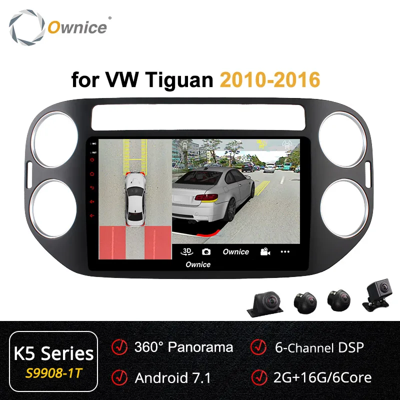 Ownice Автомобильный плеер gps Navi k3 k5 k6 для VW tiguan 2010 2011 2012 2013 Android 9,0 8Core 4G DSP 360 панорама SPDIF - Цвет: S9908-1 K5