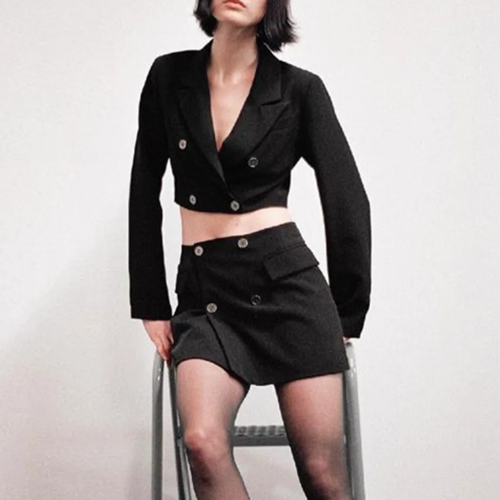 Комплект из двух предметов женский костюм из двух предметов короткая куртка+ посылка HipSlim Fit Пальто с высокой талией юбка спортивный костюм для женщин Conjunto Feminino