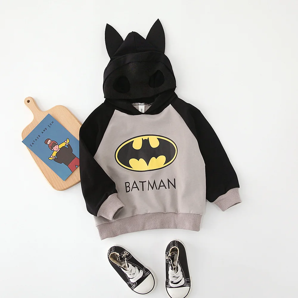 Batman Весенне-осенний свитер для маленьких мальчиков, пальто, детская одежда для костюмированной вечеринки «Человек-паук», «Бэтмен», «Капитан Америка», толстовки, куртки, костюм - Цвет: Batman