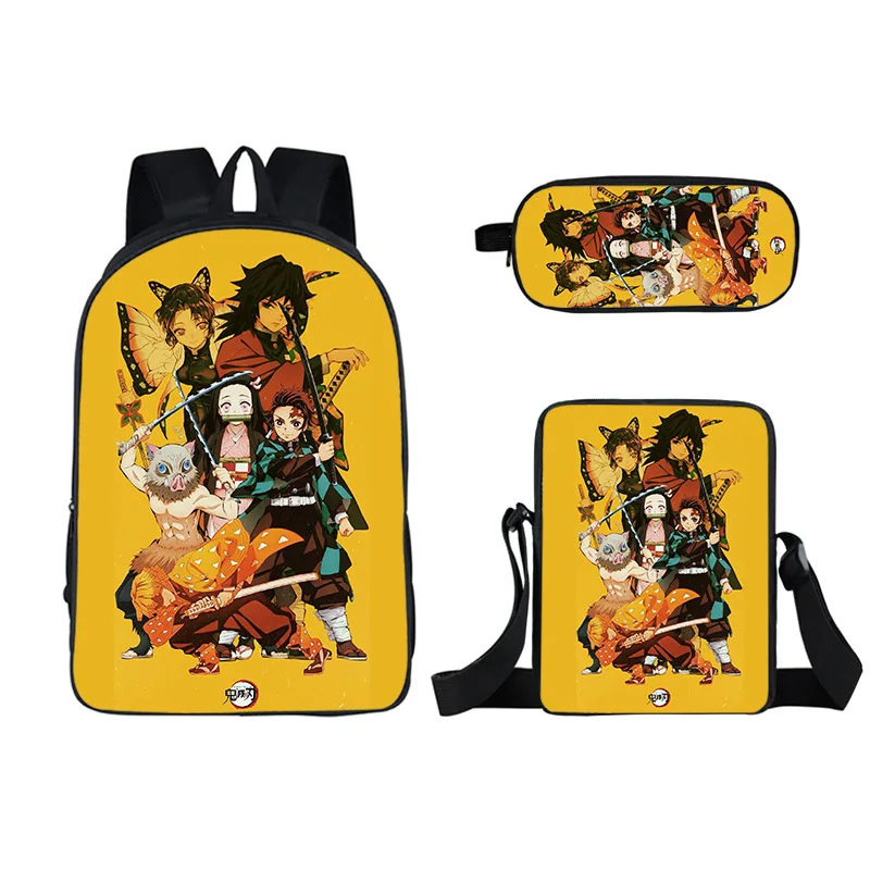 

UPGRADED VERSION Primary School Bags Kimetsu no Yaiba Anime Prints Pattern Book Bags Kids 3pcs/set Schoolbags Satchel