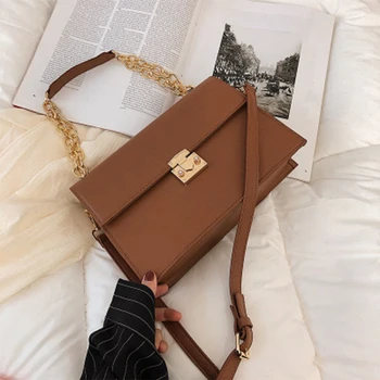 

Chic Fashion Large Capacity Small Flap Bags For Women 2020 Retro Chain Crossbody Bags Solid Color Leather Shoulder Messenger Bag