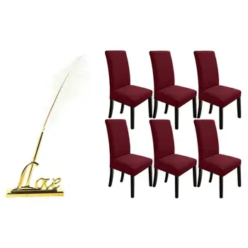 

1x Wedding Decoraitons Retro Style White Feather Signing Pen & 6x Dining Chair Covers Dining Room Chair Slipcovers