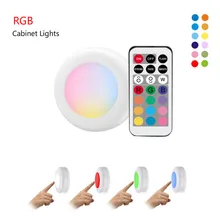 RGB под шкаф светильник светодиодный светильник для шкафа беспроводной с регулируемой яркостью/сенсорным датчиком цветной светодиодный ночник для спальни гостиной кухни