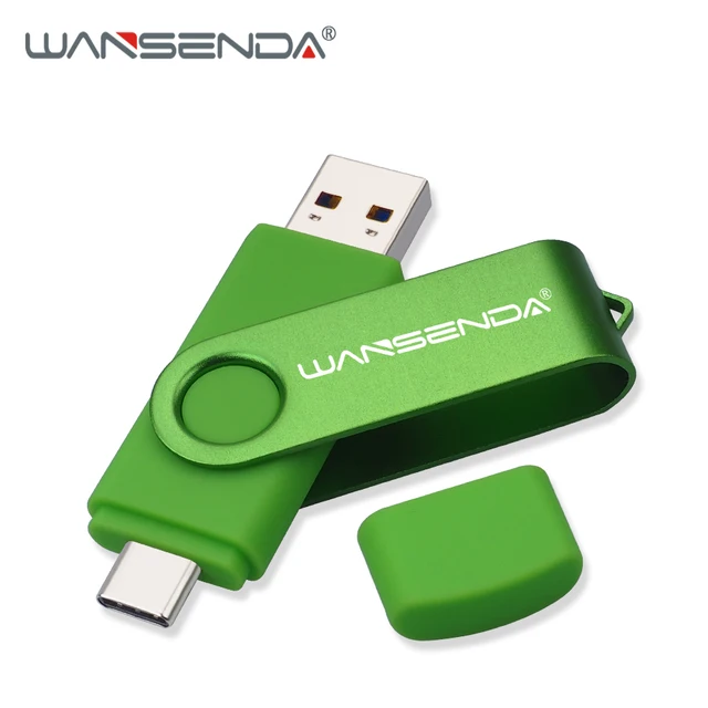 New WANSENDA USB 3.0 TYPE C USB Flash Drive OTG Pen Drive 512GB 256GB 128GB 64GB 32GB 16GB USB Stick 2 in 1 High Speed Pendrive Green