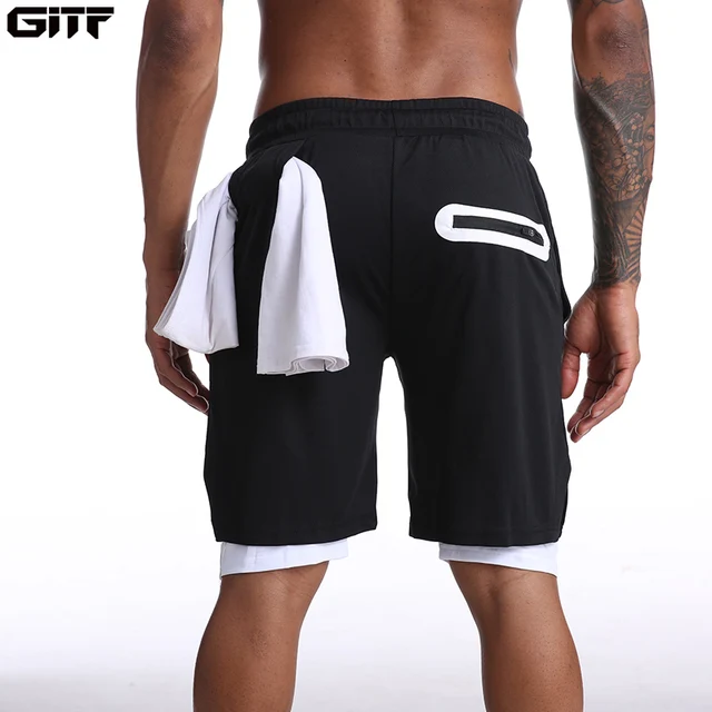 US $8.39 Men 2 in 1 Running Shorts Jogging Gym Fitness Training Quick Dry Beach Short Pants Male Summer Spor