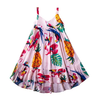 

Summer Girls Dresses Girls Sweet Clothes Cupcake Dress Girls Cotton Flower Print Beach Dress with Suspenders Children's Clothing