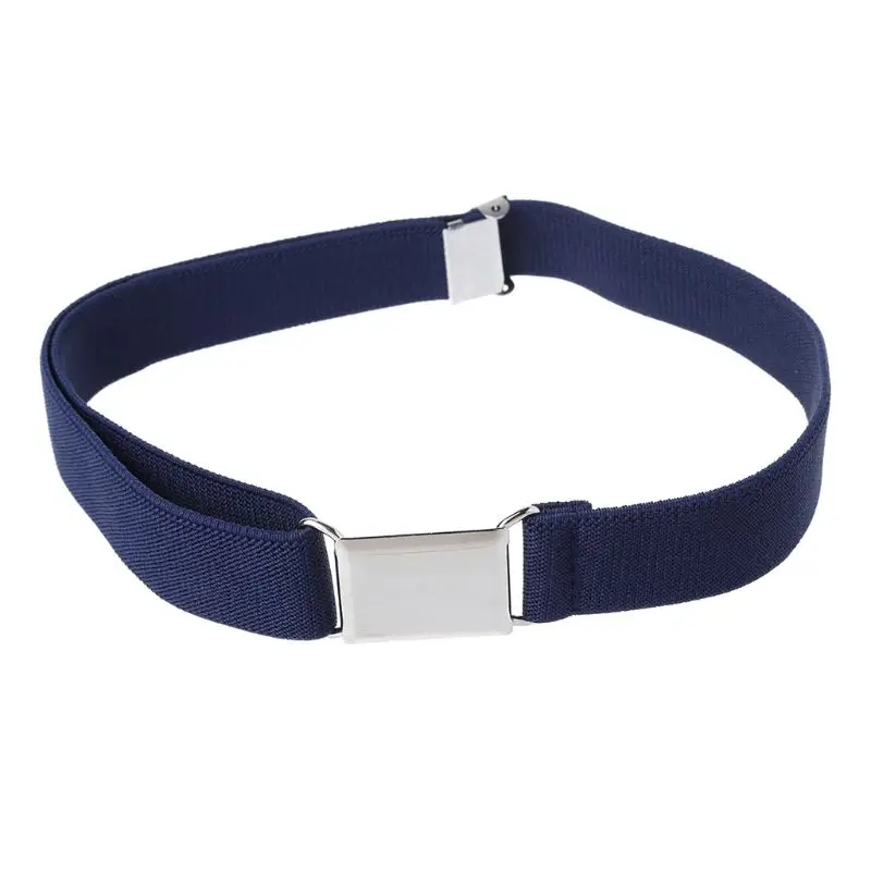 Navy Blue Детские однотонные тканевые ремни унисекс для мальчиков и девочек, Эластичный регулируемый ремень 517F - Цвет: Navy Blue