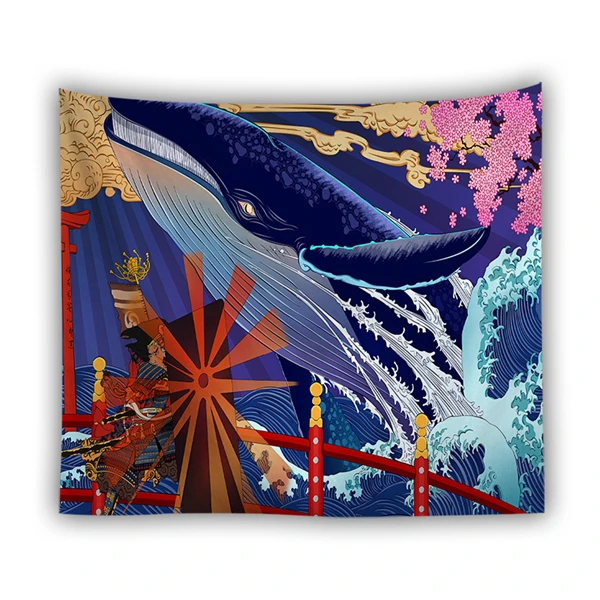 1 Гобелен в японском стиле, Ukiyo-E, Череп, змея, Кит, психоделика, канагава, волны, протез, хиппи, гобелен, мандала, Настенный Ковер - Цвет: 1