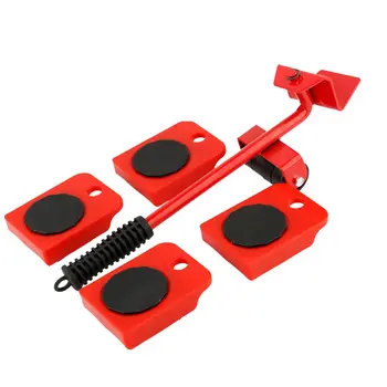 

5Pcs / Set Furniture Moving Transport Set 4 Mover Roller + 1 Wheel Bar Furniture Transport Lifter Household Hand Tool Set
