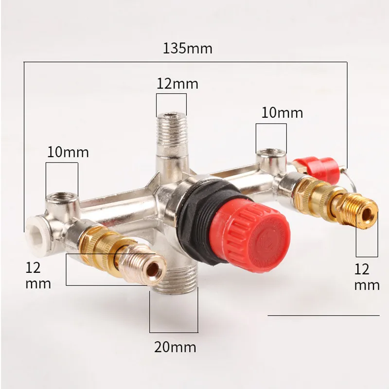 Air Compressor Pressure Valve Switch Manifold Relief Regulator Gauges 90-120PSI 230-220V Aluminum alloy bracket