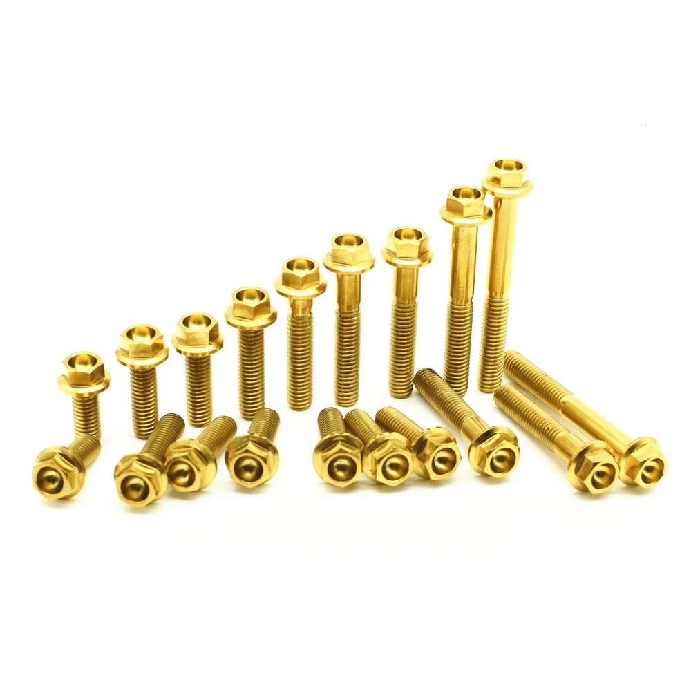 Titanium bolts M6 flange head Gold color  (16)_1