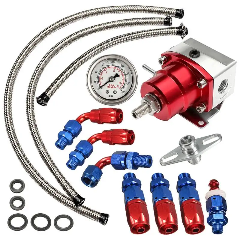 Universal Adjustable Fuel Pressure Regulator KIT 160psi Gauge AN 6 Fitting