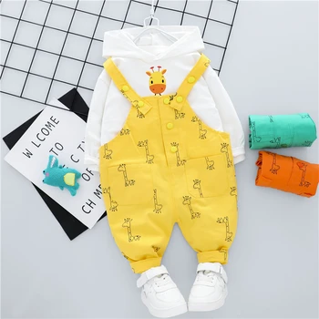 

Autumn Baby Boys Girls Clothes Inafnt Newborn Clothing Sets Hooded Cartoon T Shirt Overalls Kids Children Costume