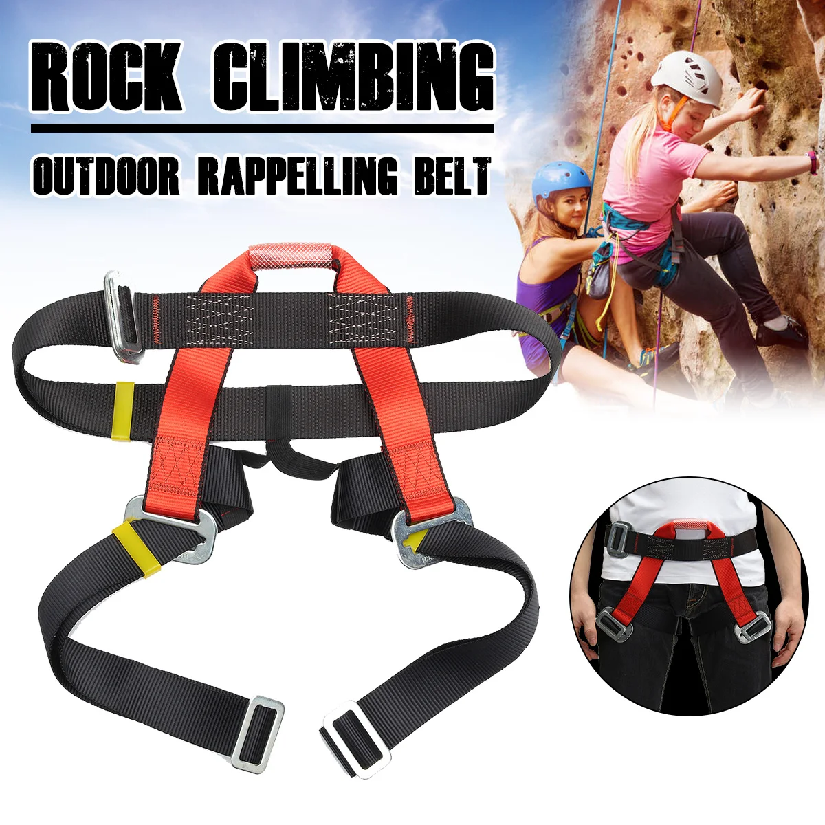 Outdoor Climbing Harness Safety Belt Half Body Protecting for Rock