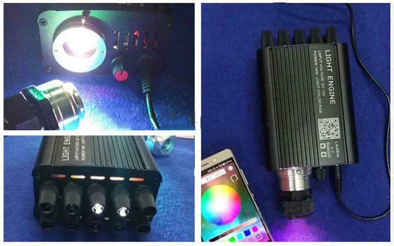 RGBW Fiber Optic Led Illuminator Starry Star Car DIY Lighting Source+Shooting Meteor App Sound Control w/Remote controller 220V