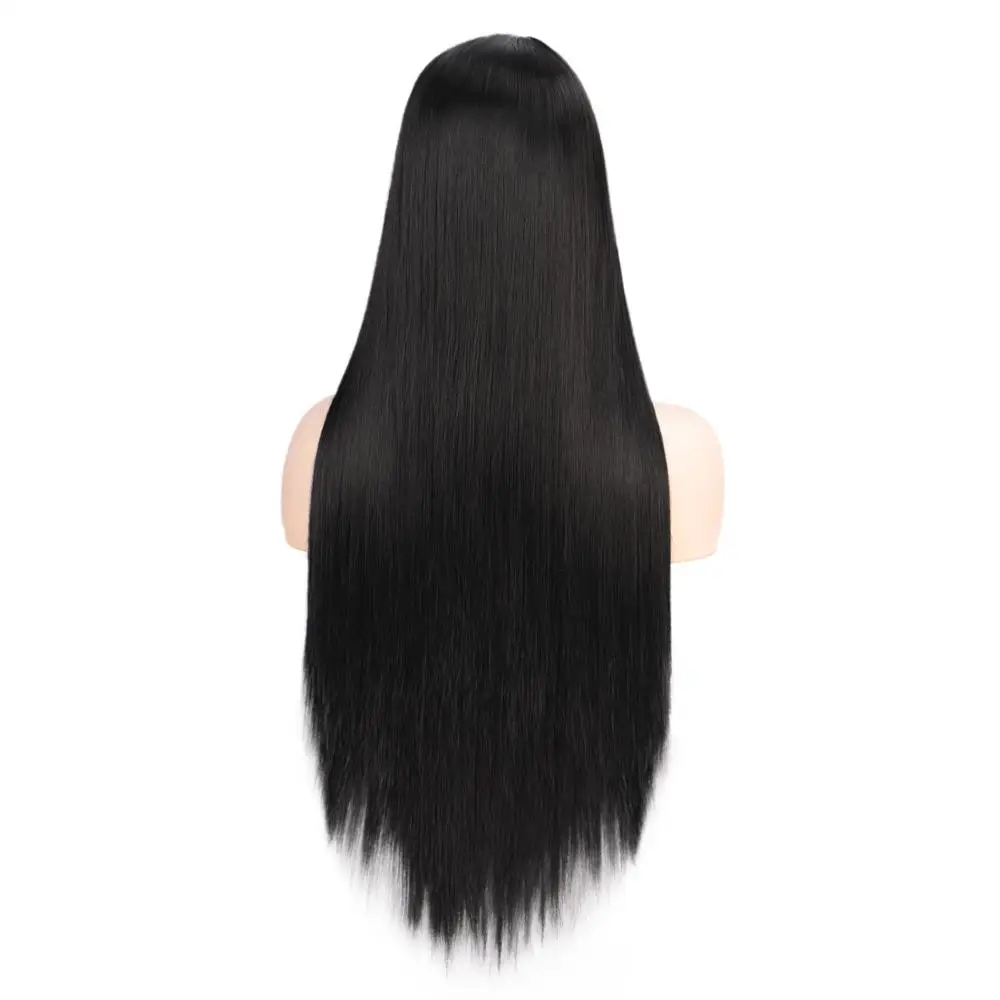 AISI QUEENS синтетические парики на кружеве для черных женщин длинная прямая шнуровка, парики Светлые белые волосы средний пробор натуральные волосы - Цвет: 1B