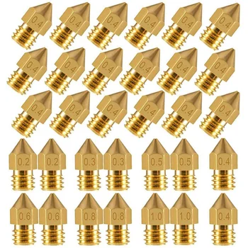

3D Printer Nozzle, 32 Pieces Mk8 Extruder Print Head 0.2Mm, 0.3Mm, 0.4Mm, 0.5Mm, 0.6Mm, 0.8Mm, 1.0Mm For Makerbot Creality Cr-10