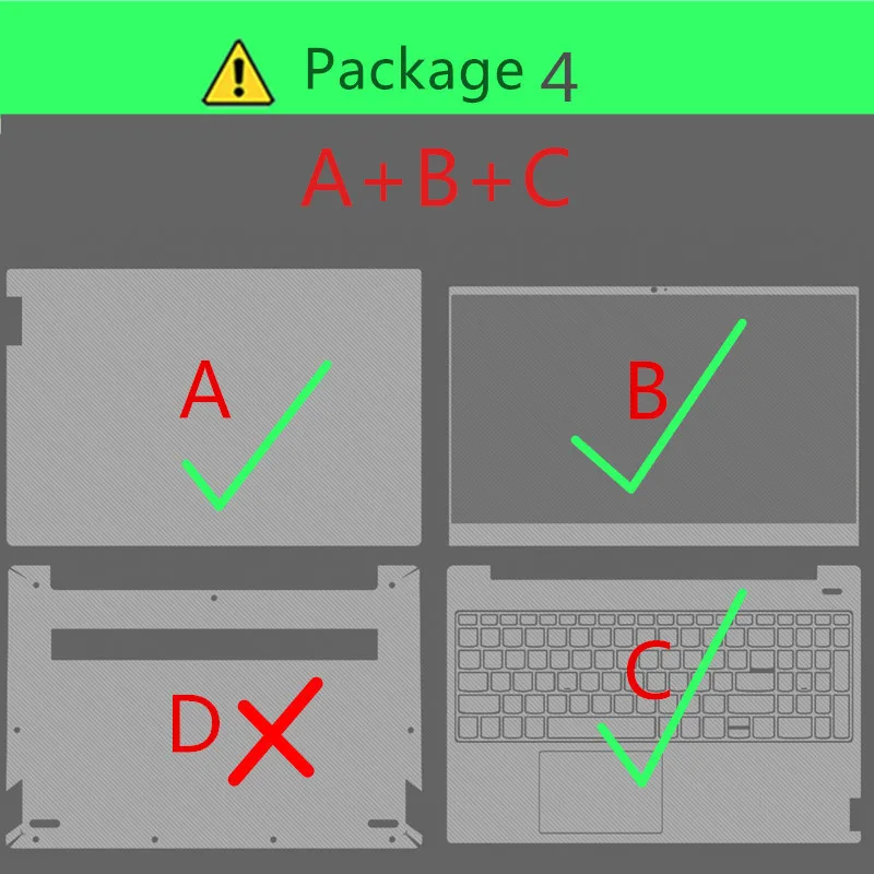 Ноутбук кожи для lenovo Ideapad 330C 720S 14 ''15,6'' 330C-15 330C-14 720S-13 IKB 720S-14 720S-15 510-15 720-15 Тетрадь Стикеры - Цвет: Package 4   A  B  C