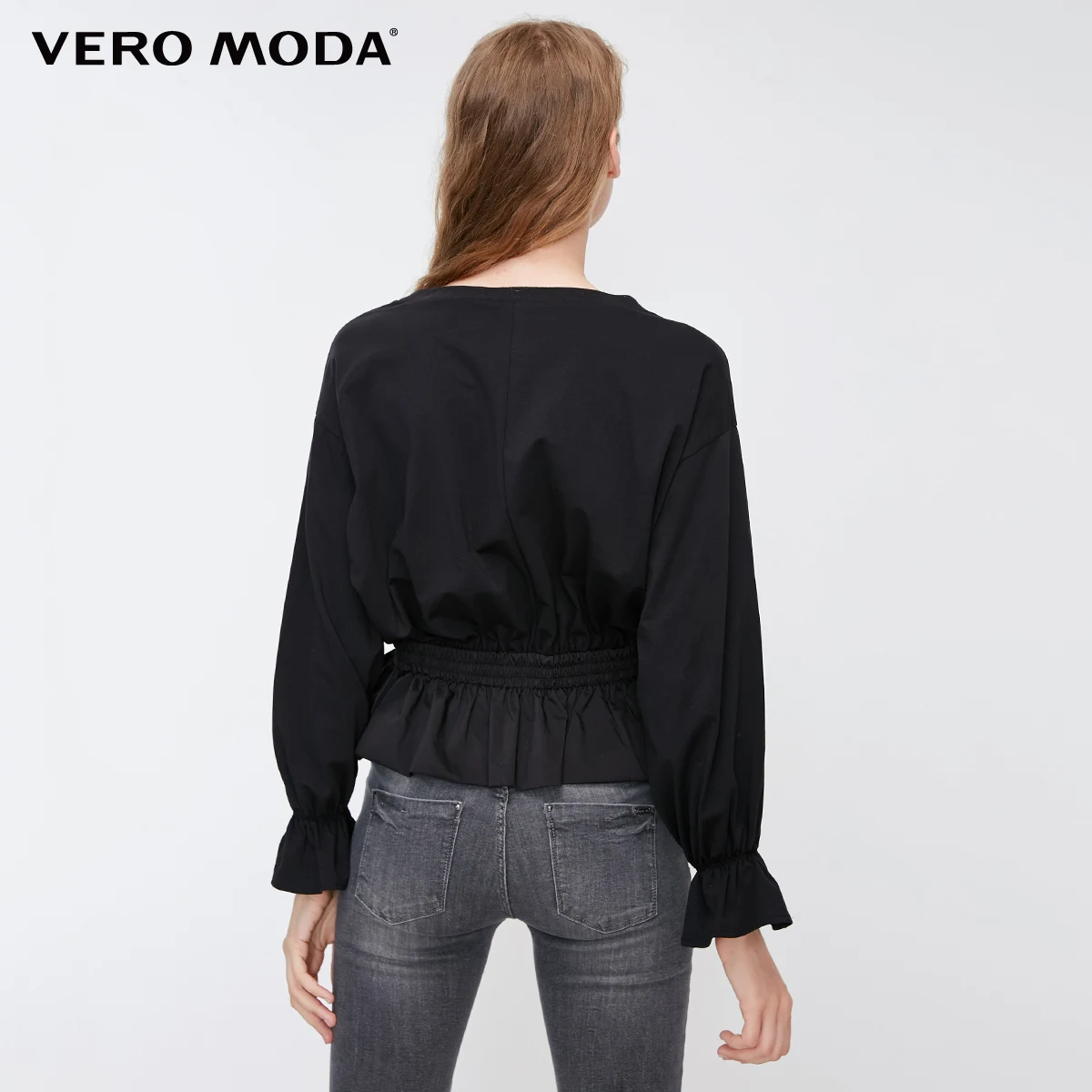 Vero Moda Новые поступления расклешенные рукава Эластичный подол чистый Топ | 318402509