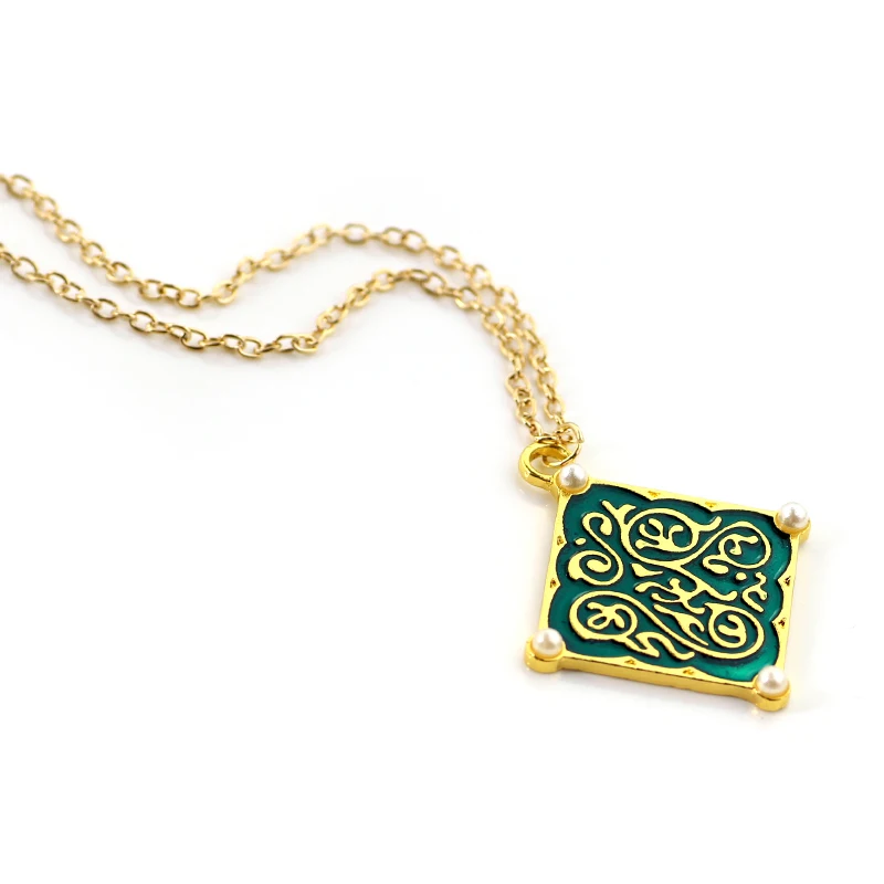 Ожерелье с кулоном в виде медальона из мериголда, золотая цепочка с жемчугом, волшебник, Дикая Охота, бижутерия для косплея, ожерелье для женщин и мужчин, аксессуары