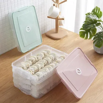 

Dumpling Storage Box Plastic Refrigerator Fresh-keeping 2-4 Layers Portable Stackable Dumpling Container Holder Organizer