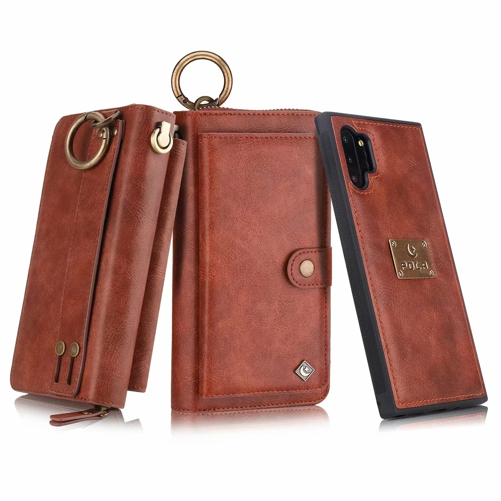 

Lanyard Card Wallet Zipper Phone Bags Fundas Cover for Samsung Galaxy Note10 Note 10 Plus Pro Case Luxury Leather Magnetic Cover