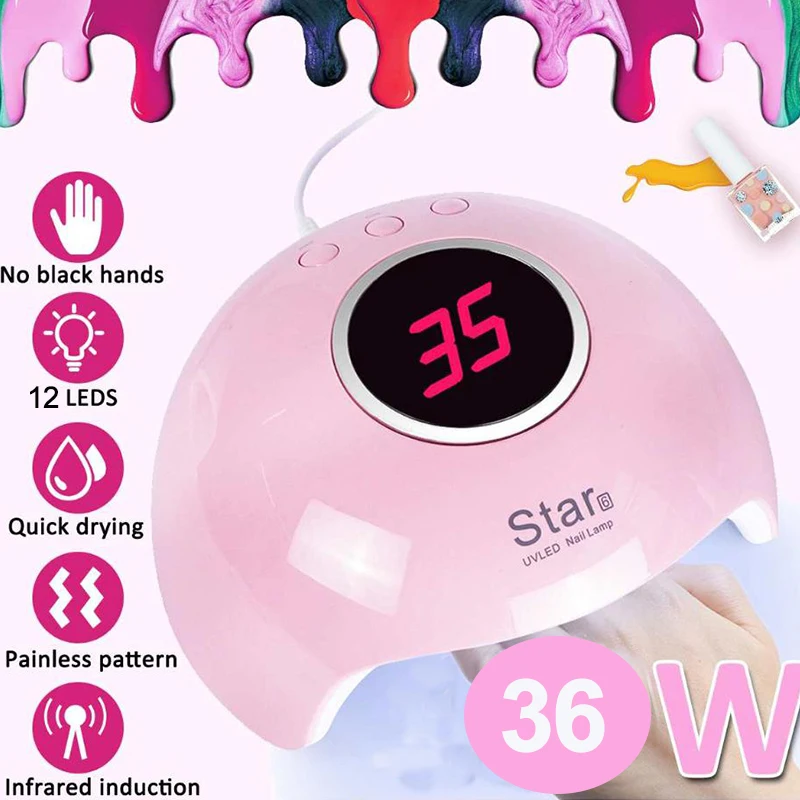 UV Lamp For Manicure LED Nail Dryer Digital display Sun Light Curing All Gel Polish Drying auto sensor nail art tools star7 | Красота и