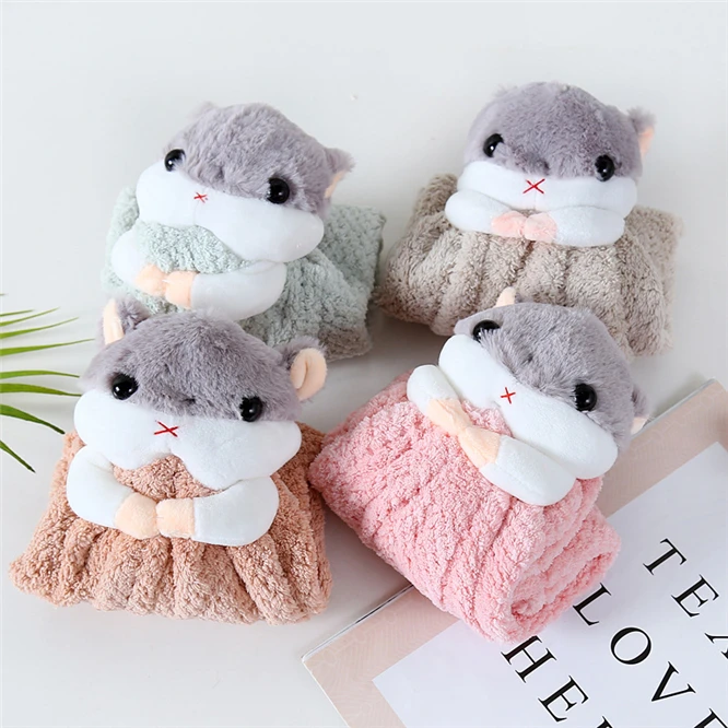 

5pcs Cartoon squirrel Hand Towel Children Hand Dry Towel For Kids Soft Plush Fabric Absorbent Hang Towel Kitchen Bathroom Use