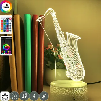 

Music Instrument 3D Led USB Lamp Saxophone Drum Home Bedroom Decoration 7 Colors Atmosphere Night Light with Bluetooth Speaker